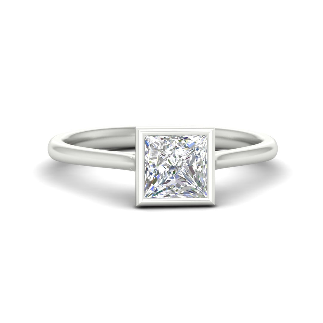 Princess Cut Petite Bezel Solitaire Engagement Ring