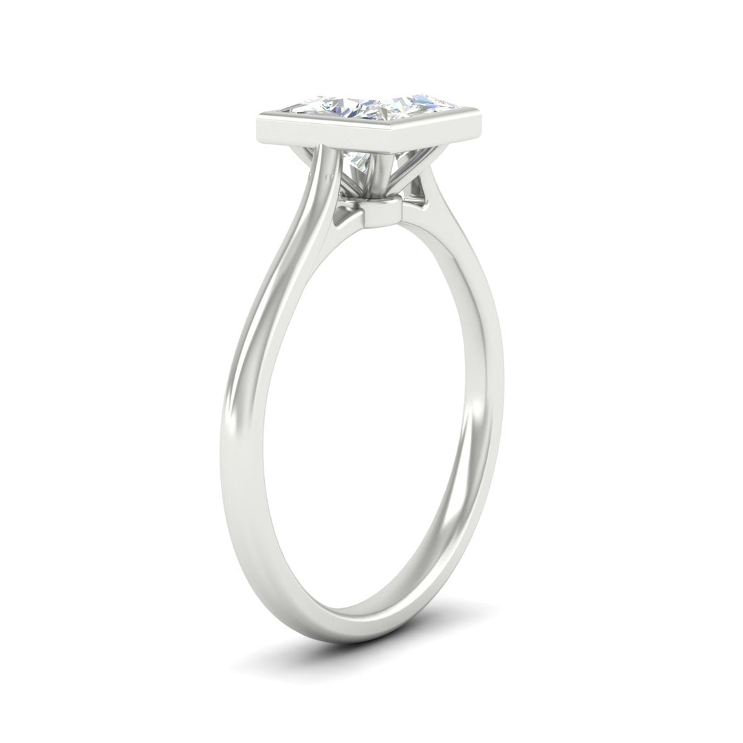 Princess Cut Petite Bezel Solitaire Engagement Ring