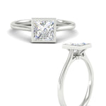 Load image into Gallery viewer, Princess Cut Petite Bezel Solitaire Engagement Ring

