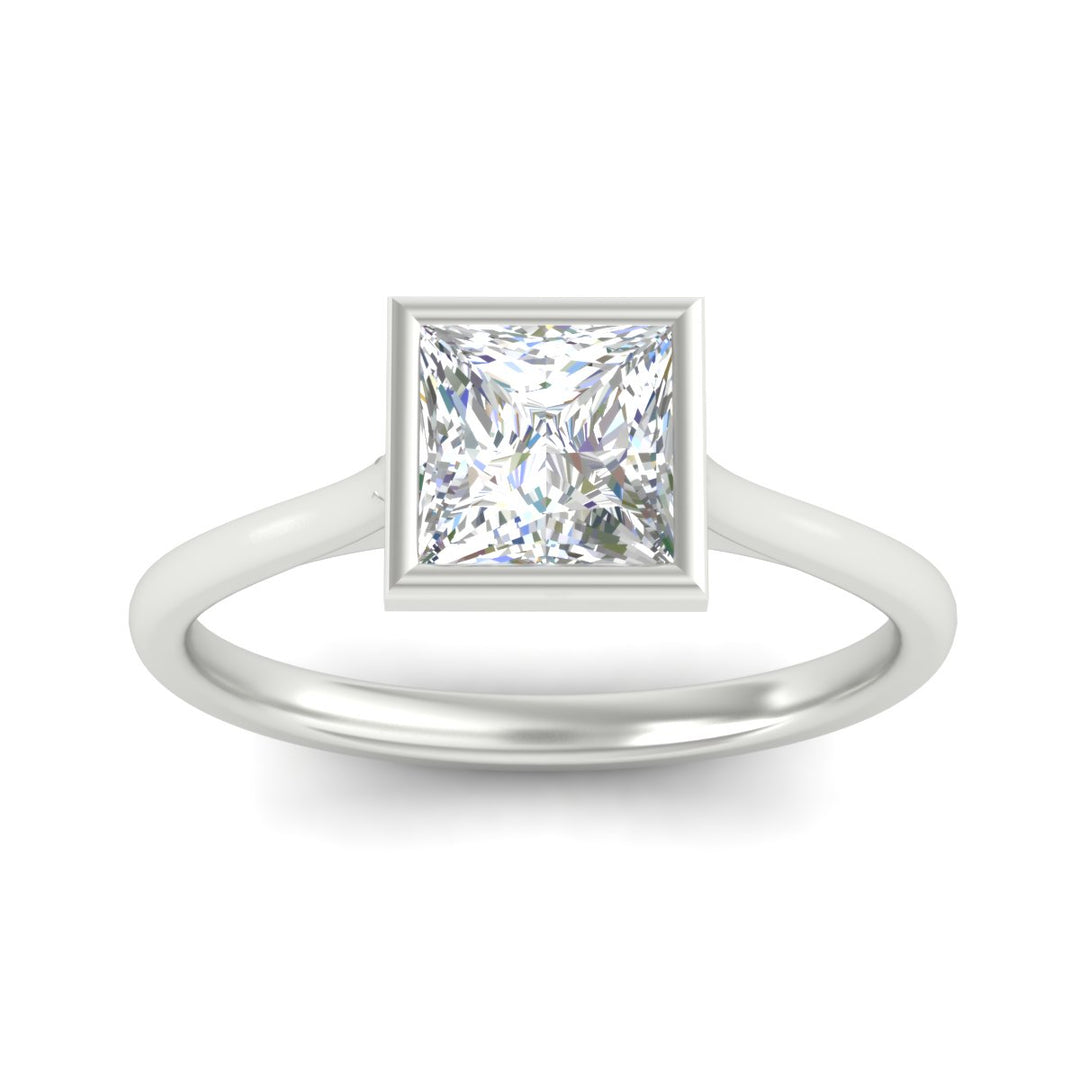 Princess Cut Petite Bezel Solitaire Engagement Ring