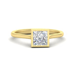 Load image into Gallery viewer, Princess Cut Petite Bezel Solitaire Engagement Ring
