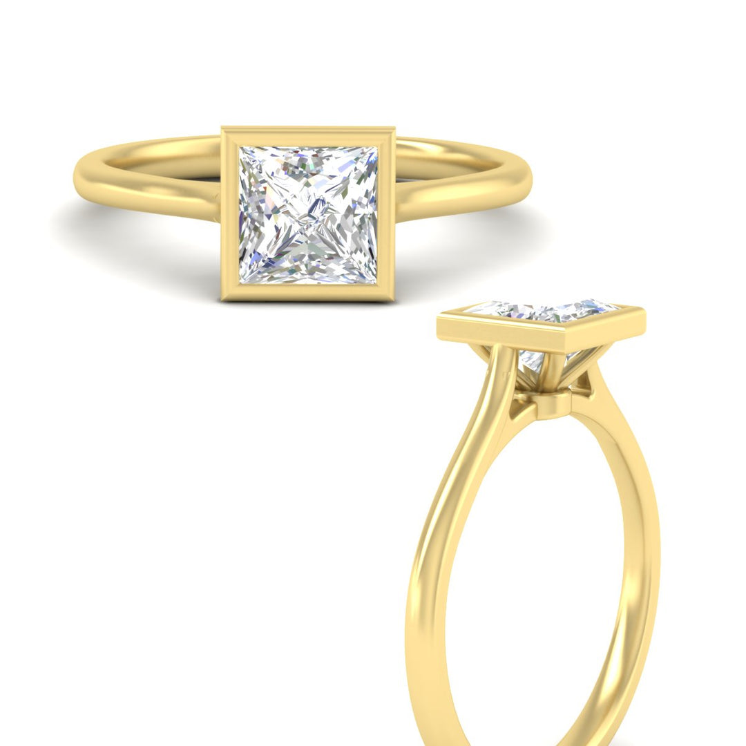 Princess Cut Petite Bezel Solitaire Engagement Ring