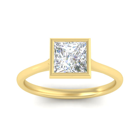 Princess Cut Petite Bezel Solitaire Engagement Ring