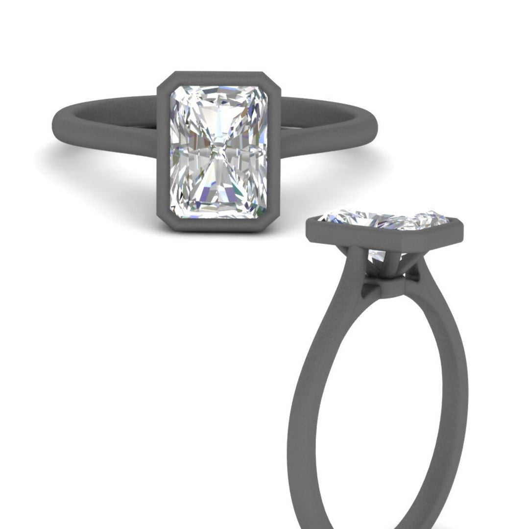 Princess Cut Petite Bezel Solitaire Engagement Ring
