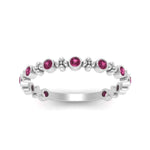 Load image into Gallery viewer, bezel-pink-sapphire-stacking-wedding-band-in-white-gold-FD67387BGSADRPI-NL-WG.jpg
