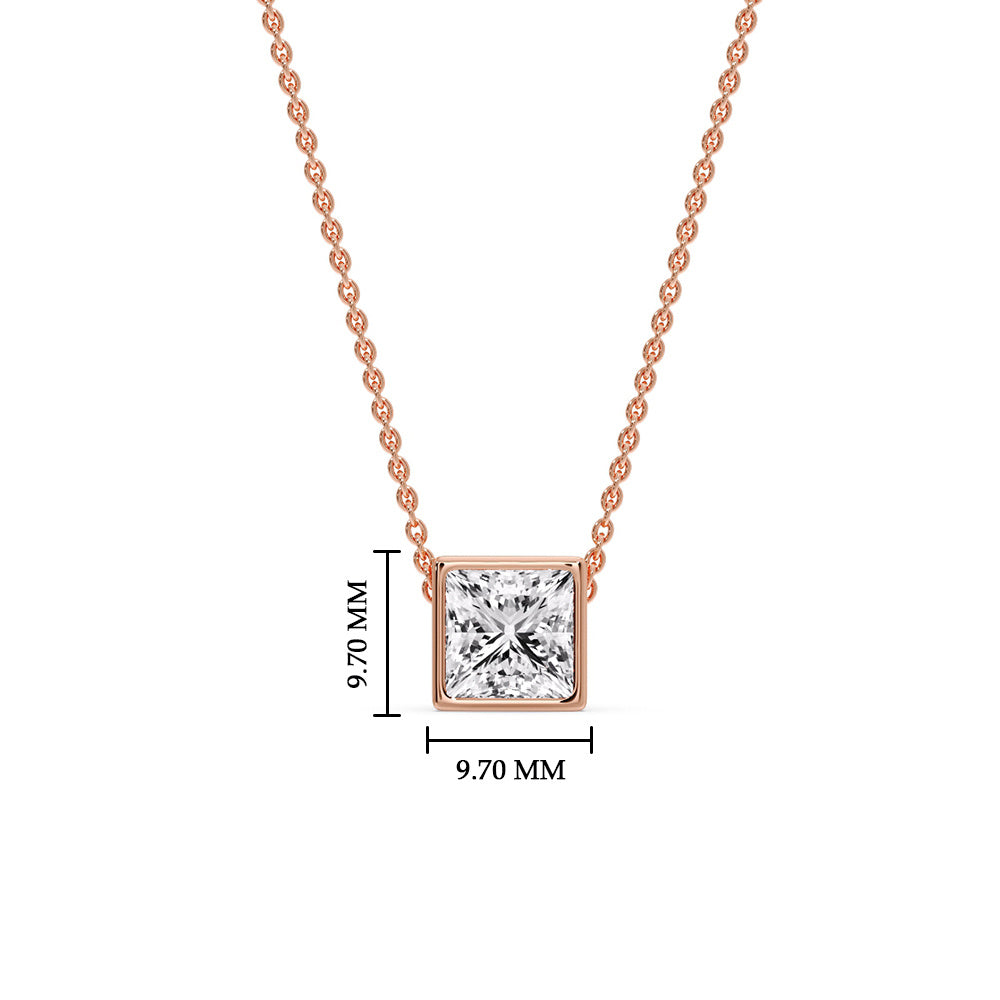 Princess Diamond Bezel Set Solitaire Pendant