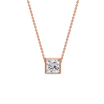Princess Diamond Bezel Set Solitaire Pendant