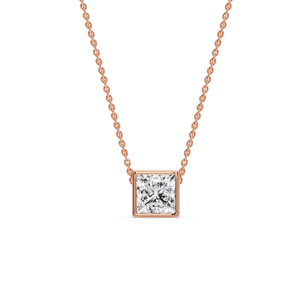 Princess Diamond Bezel Set Solitaire Pendant
