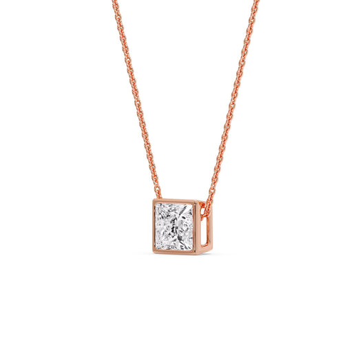 Princess Diamond Bezel Set Solitaire Pendant