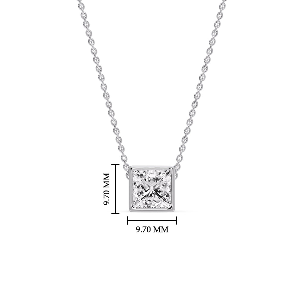 Princess Diamond Bezel Set Solitaire Pendant