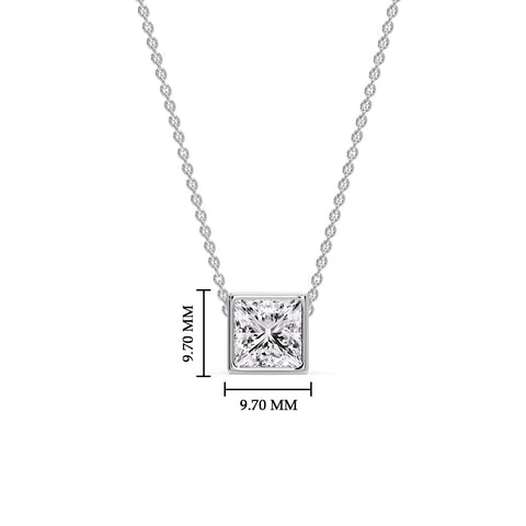 Princess Diamond Bezel Set Solitaire Pendant