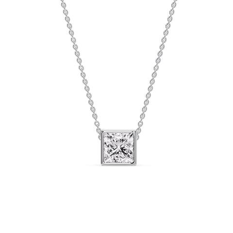 Princess Diamond Bezel Set Solitaire Pendant