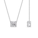 Load image into Gallery viewer, Princess Diamond Bezel Set Solitaire Pendant
