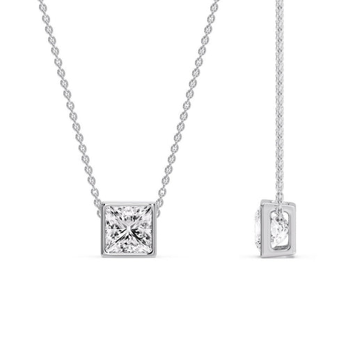 Princess Diamond Bezel Set Solitaire Pendant