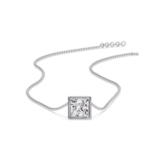 Princess Diamond Bezel Set Solitaire Pendant