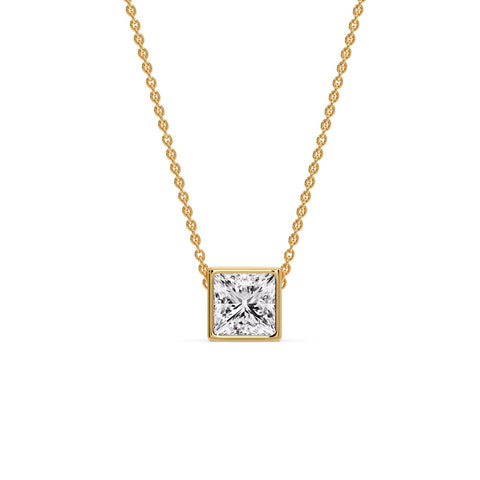 Princess Diamond Bezel Set Solitaire Pendant