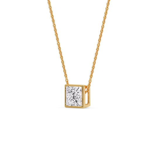 Princess Diamond Bezel Set Solitaire Pendant