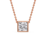 Load image into Gallery viewer, Princess Diamond Bezel Set Solitaire Pendant
