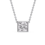 Load image into Gallery viewer, Princess Diamond Bezel Set Solitaire Pendant
