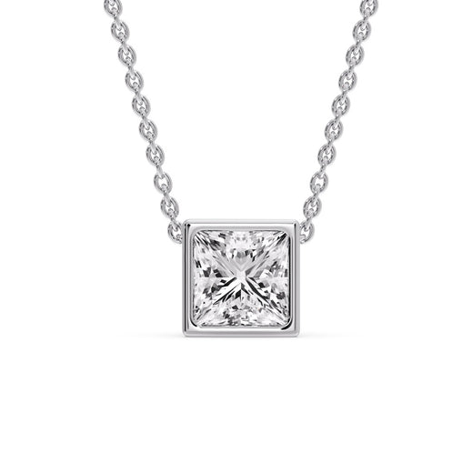 Princess Diamond Bezel Set Solitaire Pendant