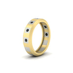 Load image into Gallery viewer, bezel-round-black-diamond-mens-wedding-ring-in-yellow-gold-FDM11147GBLACKANGLE2-NL-YG
