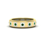 Load image into Gallery viewer, bezel-round-emerald-mens-wedding-ring-in-yellow-gold-FDM11147GEMGR-NL-YG

