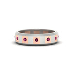 Load image into Gallery viewer, bezel-round-pink-sapphire-mens-wedding-ring-in-white-gold-FDM11147GSADRPI-NL-WG
