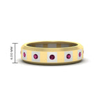 Load image into Gallery viewer, bezel-round-pink-sapphire-mens-wedding-ring-in-yellow-gold-FDM11147GSADRPI-NL-YG-HW
