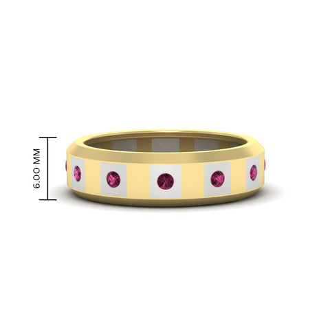 bezel-round-pink-sapphire-mens-wedding-ring-in-yellow-gold-FDM11147GSADRPI-NL-YG-HW