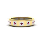 Load image into Gallery viewer, bezel-round-pink-sapphire-mens-wedding-ring-in-yellow-gold-FDM11147GSADRPI-NL-YG
