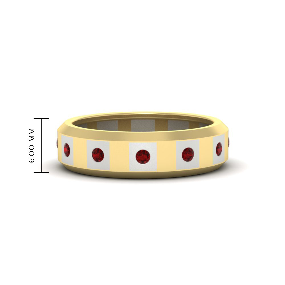 bezel-round-ruby-mens-wedding-ring-in-yellow-gold-FDM11147GRUDR-NL-YG-HW