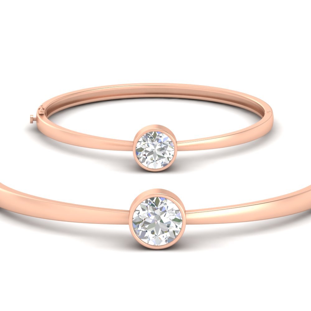 Bezel Set Solitaire Bangle Bracelet