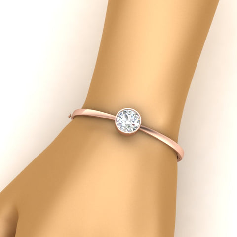 Bezel Set Solitaire Bangle Bracelet