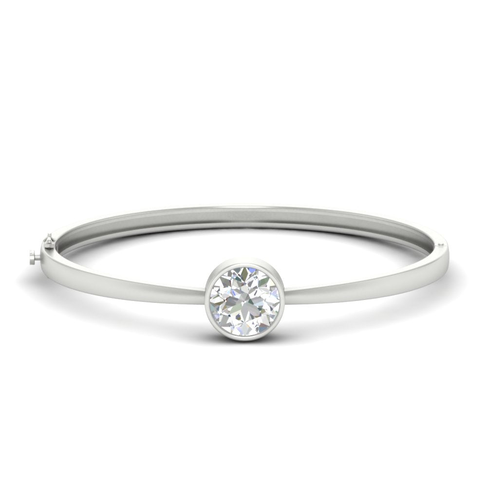 Bezel Set Solitaire Bangle Bracelet