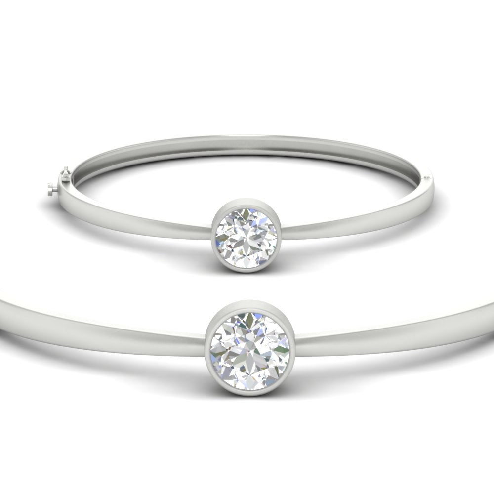 Bezel Set Solitaire Bangle Bracelet