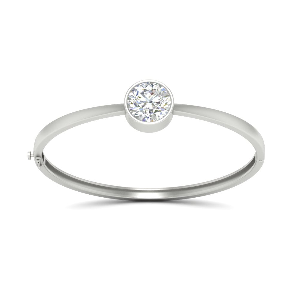 Bezel Set Solitaire Bangle Bracelet