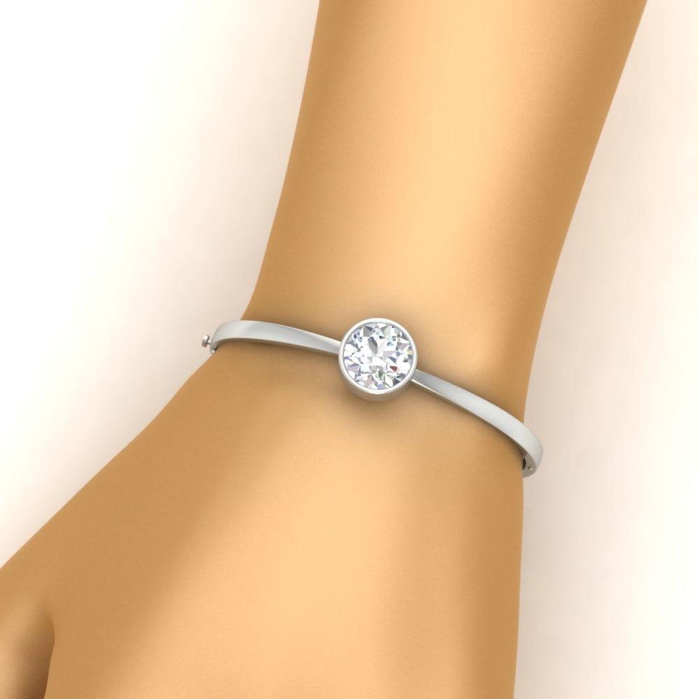 Bezel Set Solitaire Bangle Bracelet