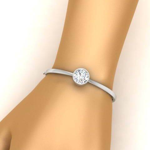 Bezel Set Solitaire Bangle Bracelet
