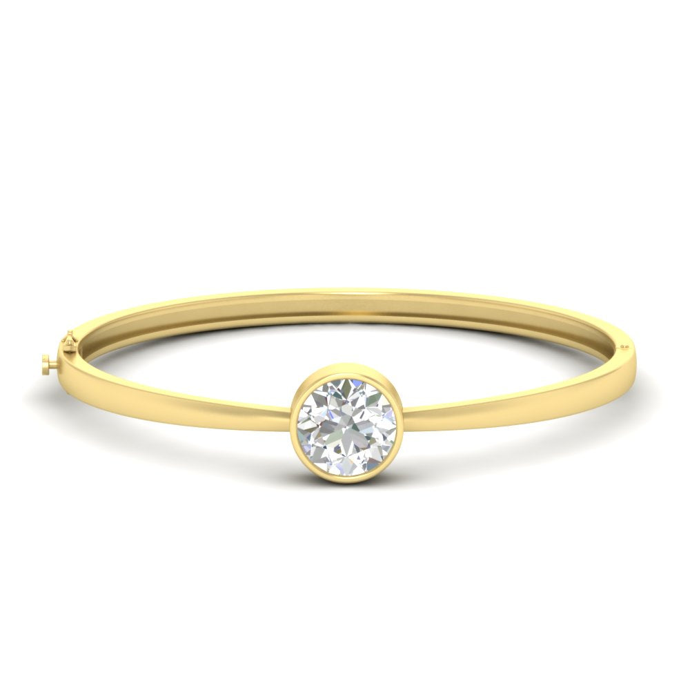 Bezel Set Solitaire Bangle Bracelet