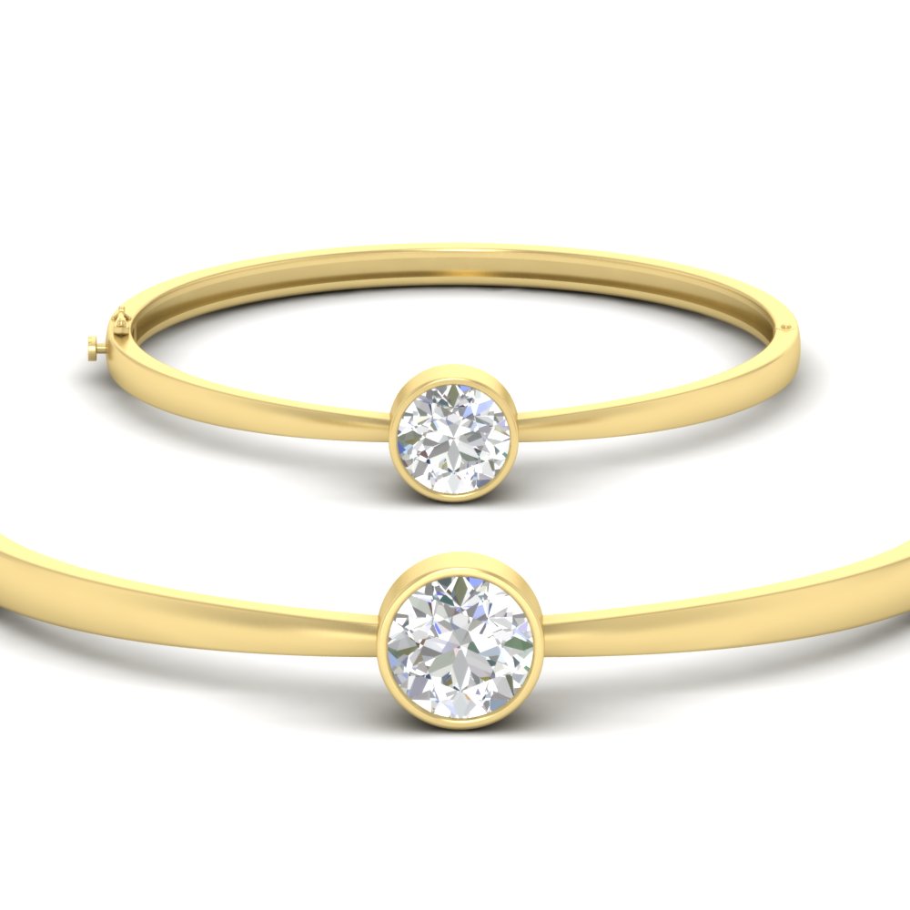 Bezel Set Solitaire Bangle Bracelet