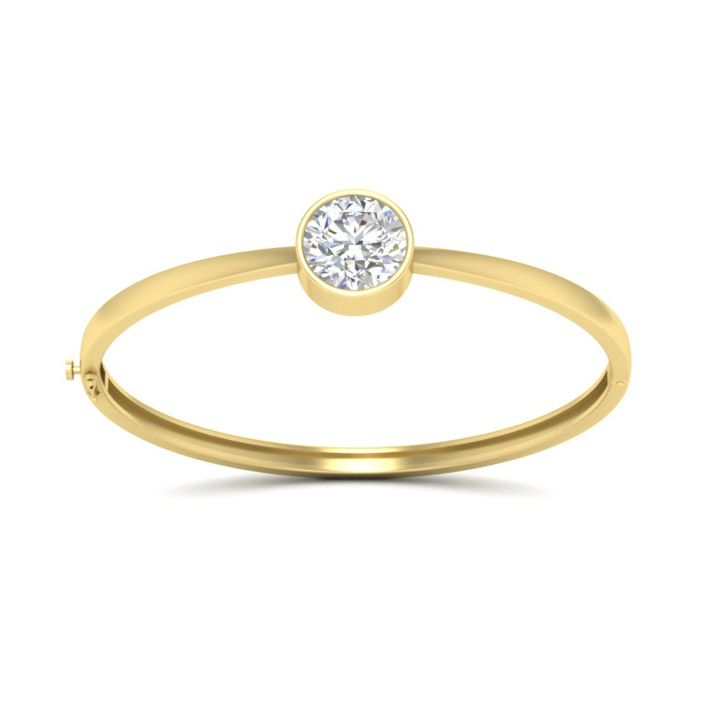 Bezel Set Solitaire Bangle Bracelet