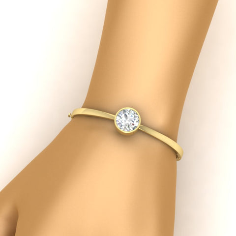 Bezel Set Solitaire Bangle Bracelet