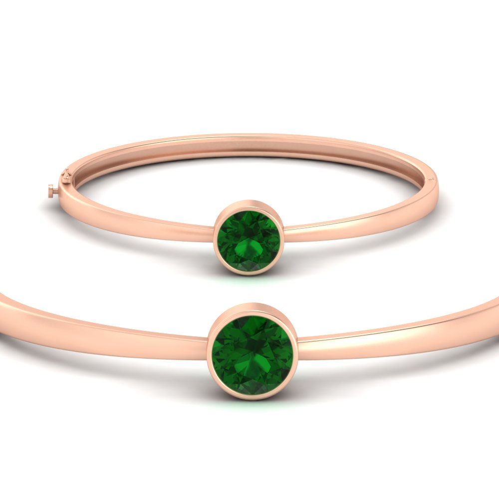 Bezel Set Solitaire Bangle Bracelet