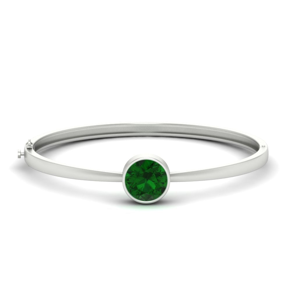 Bezel Set Solitaire Bangle Bracelet