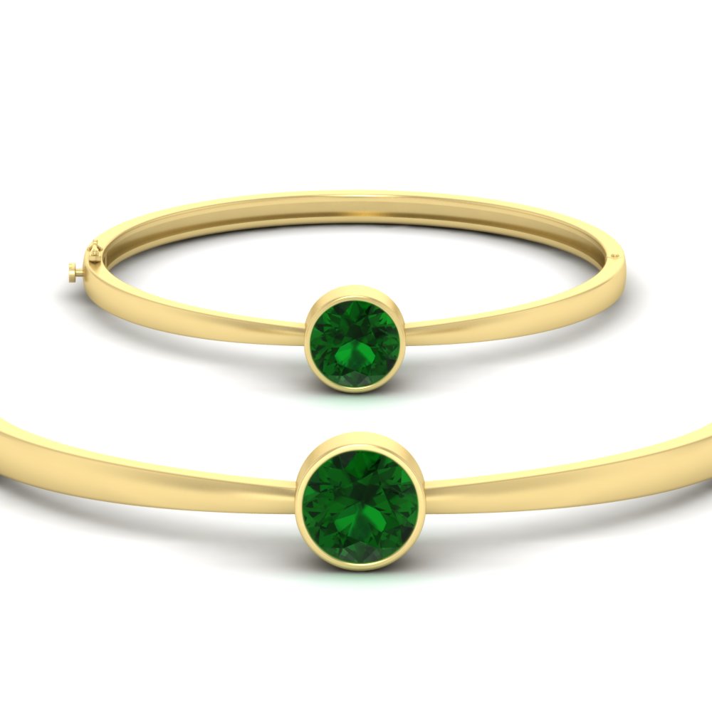 Bezel Set Solitaire Bangle Bracelet