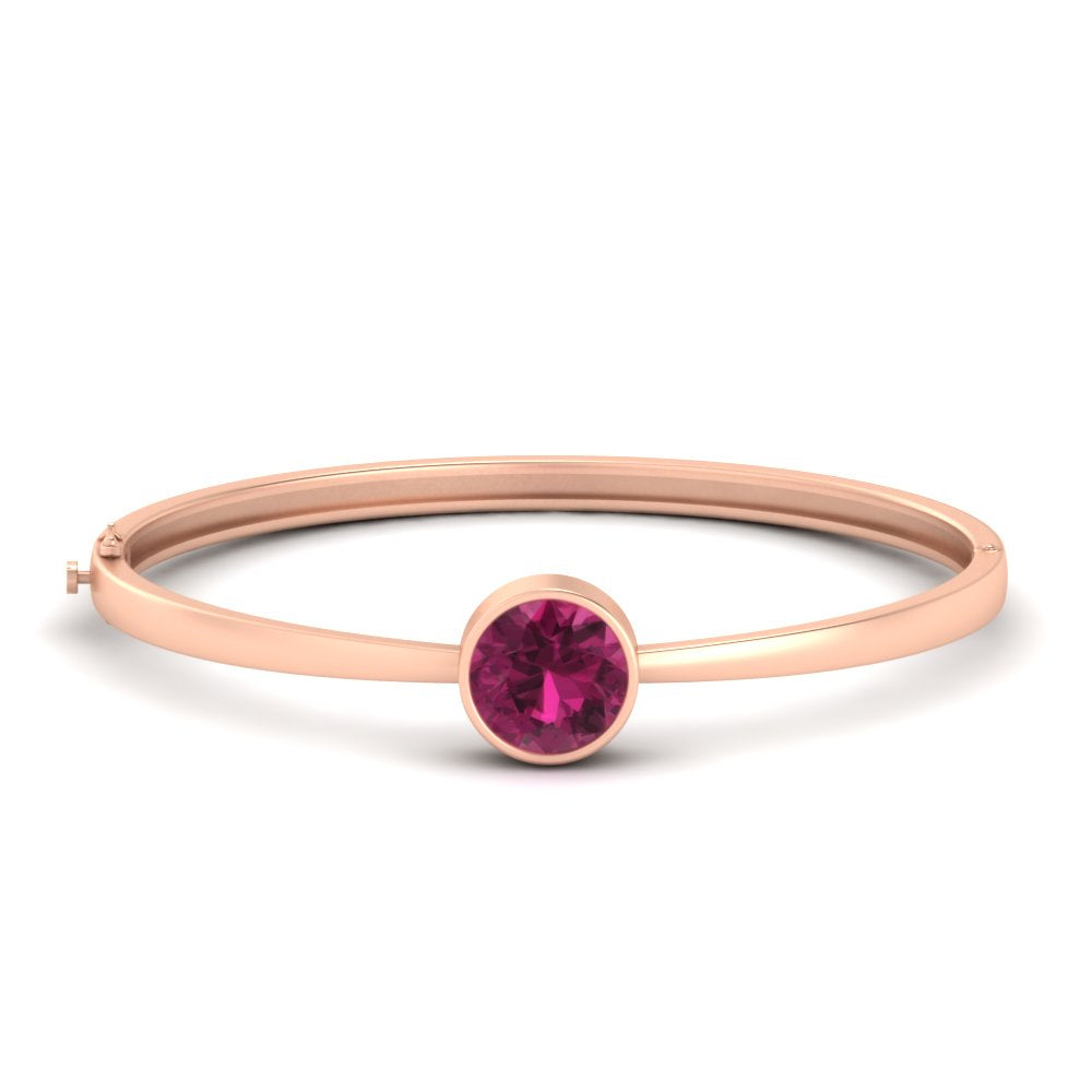 Bezel Set Solitaire Bangle Bracelet