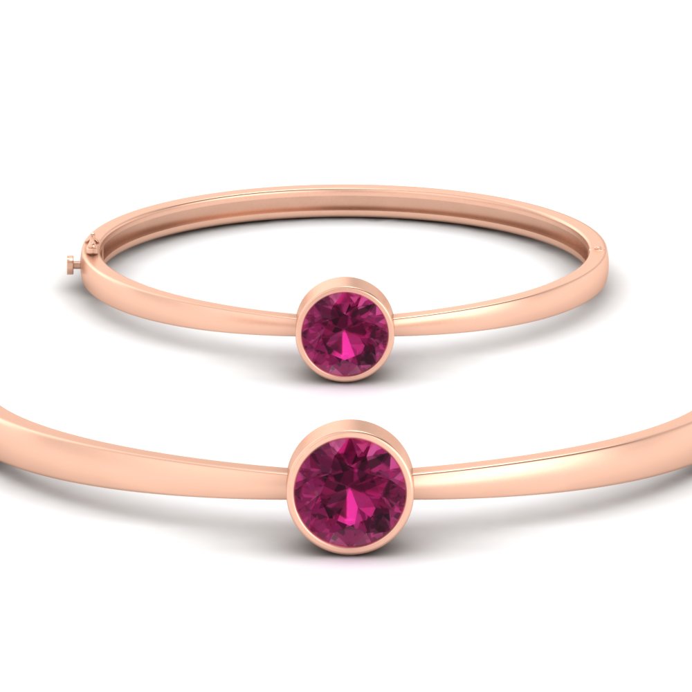 Bezel Set Solitaire Bangle Bracelet