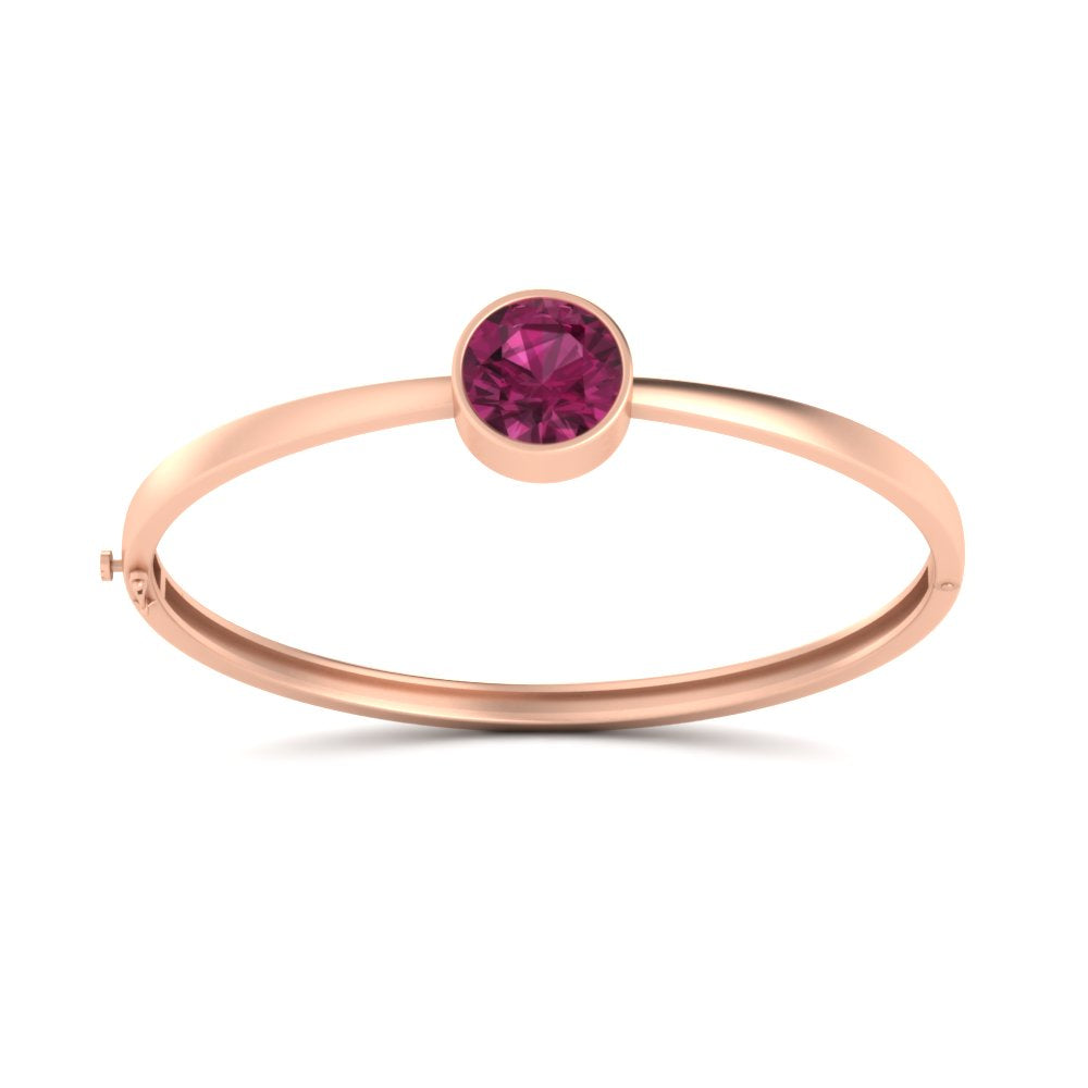 Bezel Set Solitaire Bangle Bracelet