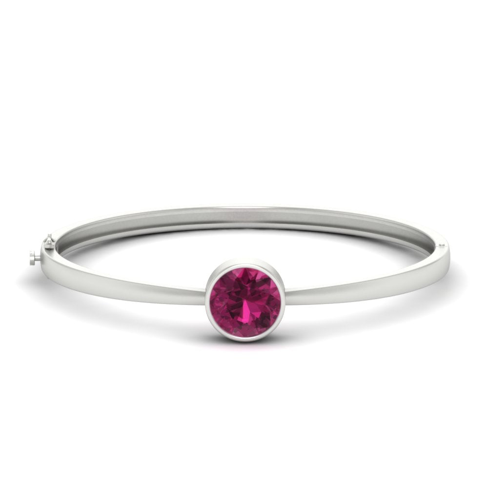 Bezel Set Solitaire Bangle Bracelet