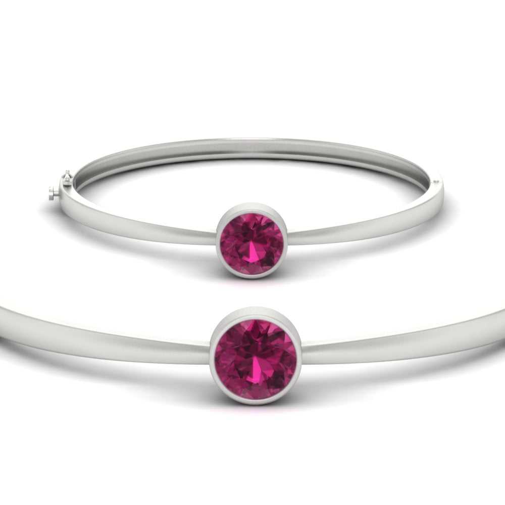 Bezel Set Solitaire Bangle Bracelet